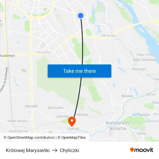 Królowej Marysieńki to Chyliczki map