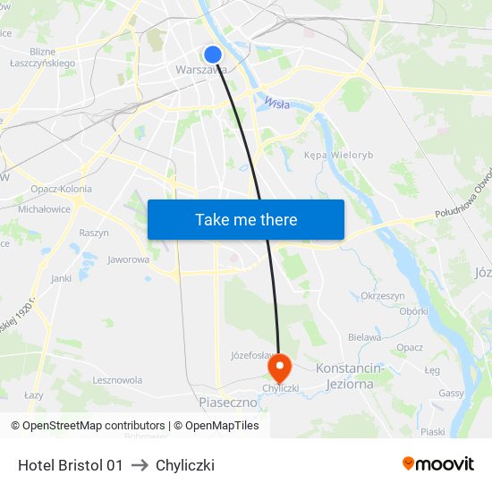 Hotel Bristol to Chyliczki map