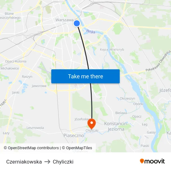Czerniakowska to Chyliczki map