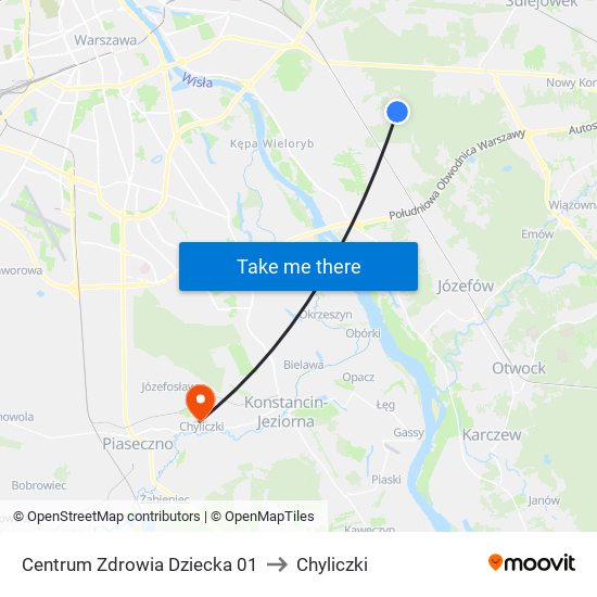 Centrum Zdrowia Dziecka 01 to Chyliczki map