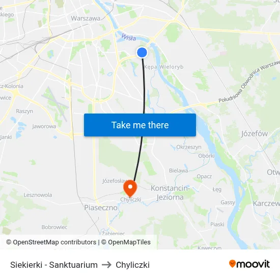 Siekierki - Sanktuarium to Chyliczki map