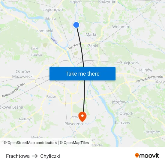 Frachtowa to Chyliczki map