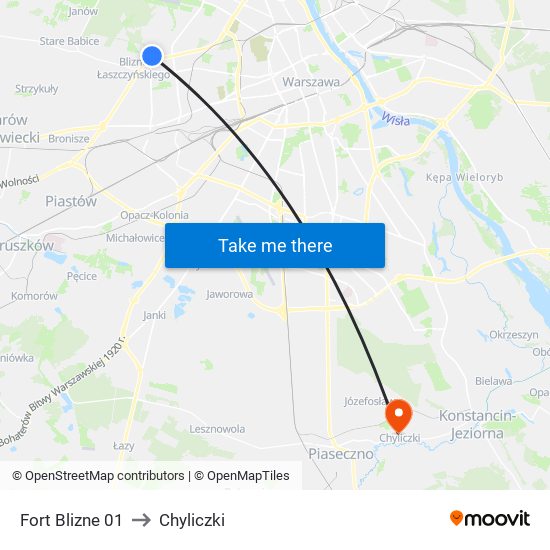 Fort Blizne 01 to Chyliczki map