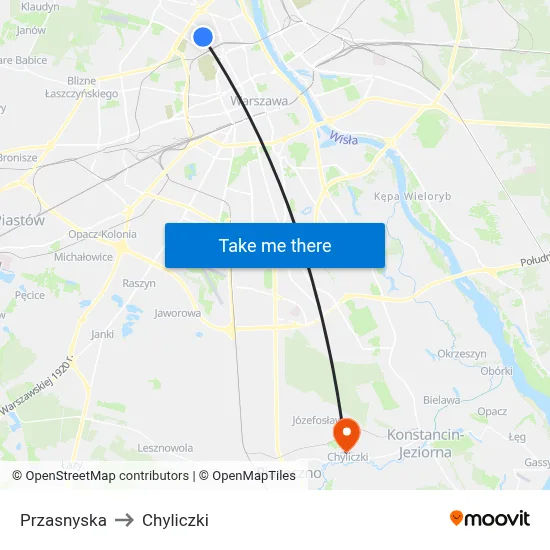 Przasnyska to Chyliczki map