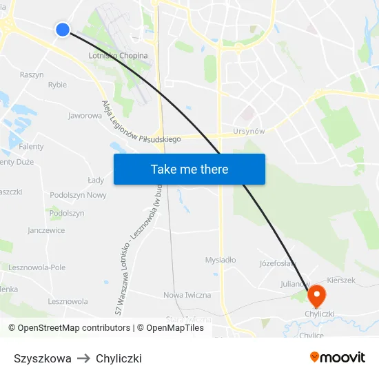 Szyszkowa to Chyliczki map