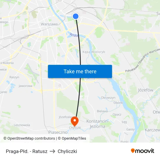 Praga-Płd. - Ratusz to Chyliczki map