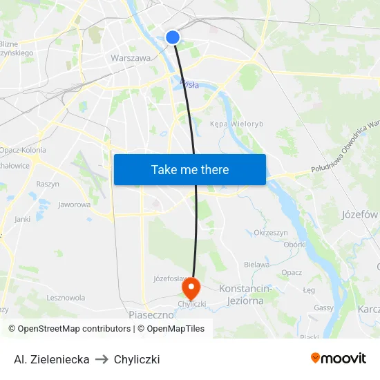 Al. Zieleniecka to Chyliczki map