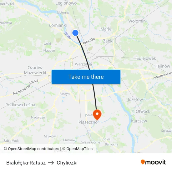 Białołęka - Ratusz to Chyliczki map