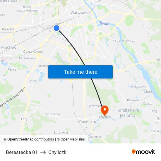 Berestecka 01 to Chyliczki map