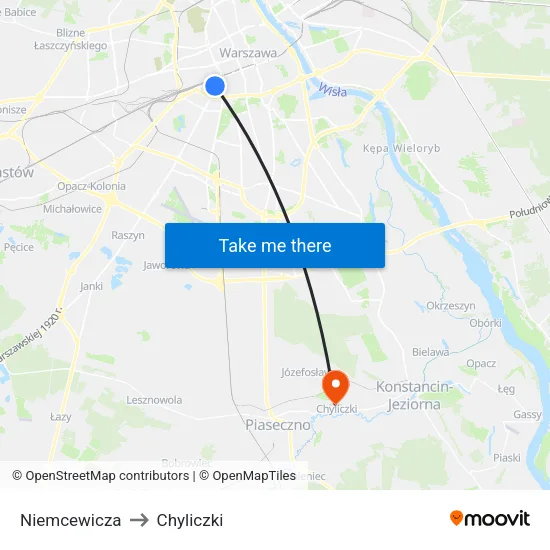 Niemcewicza to Chyliczki map