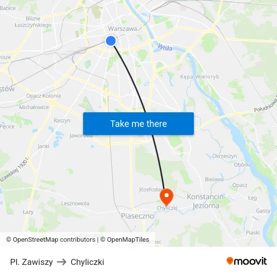 Pl. Zawiszy to Chyliczki map