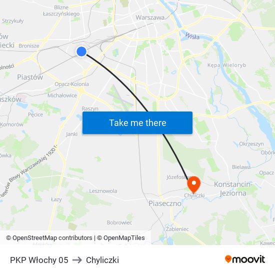 PKP Włochy to Chyliczki map