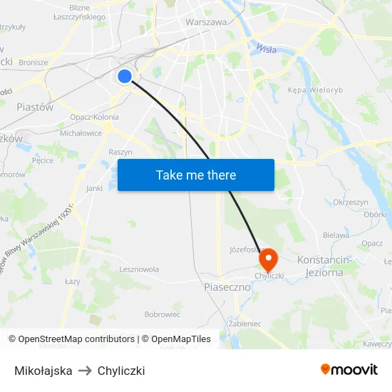 Mikołajska to Chyliczki map