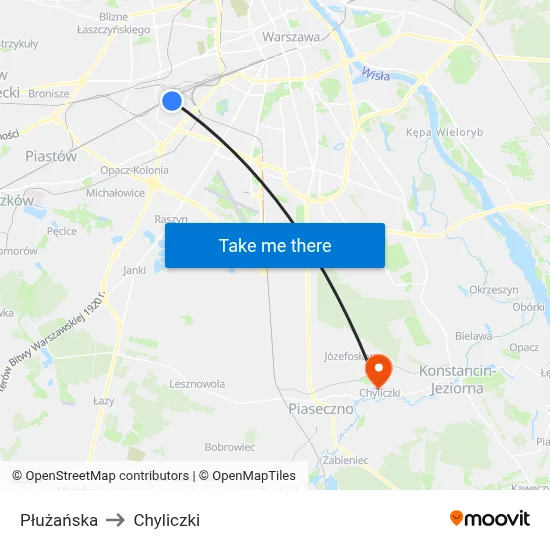Płużańska to Chyliczki map