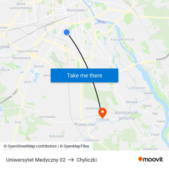 Uniwersytet Medyczny 02 to Chyliczki map