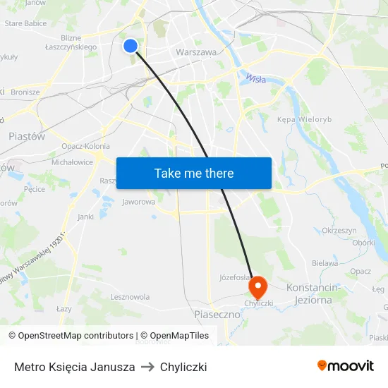 Metro Księcia Janusza to Chyliczki map