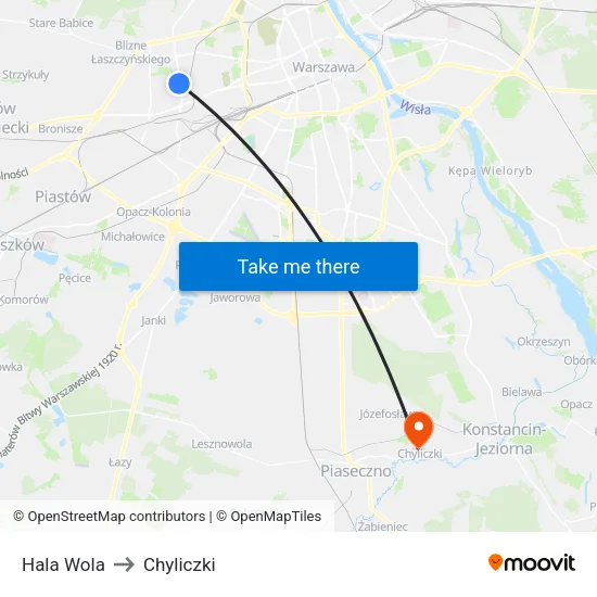 Hala Wola to Chyliczki map