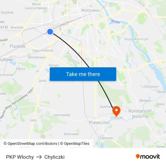 PKP Włochy to Chyliczki map