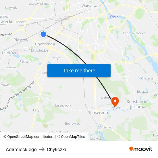 Adamieckiego to Chyliczki map