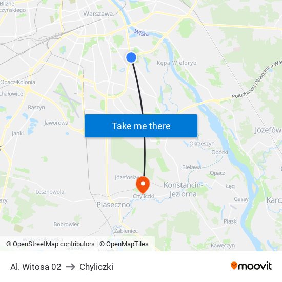 Al. Witosa 02 to Chyliczki map