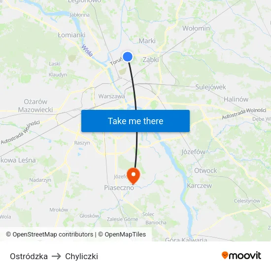 Ostródzka to Chyliczki map