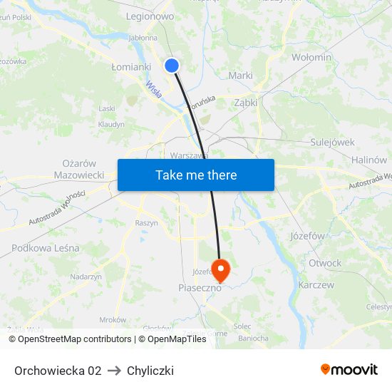 Orchowiecka 02 to Chyliczki map