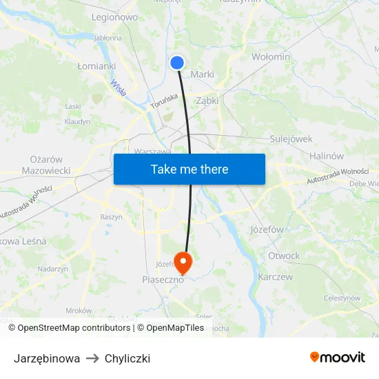 Jarzębinowa to Chyliczki map