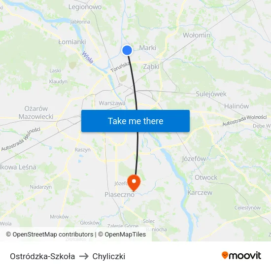 Ostródzka - Szkoła to Chyliczki map