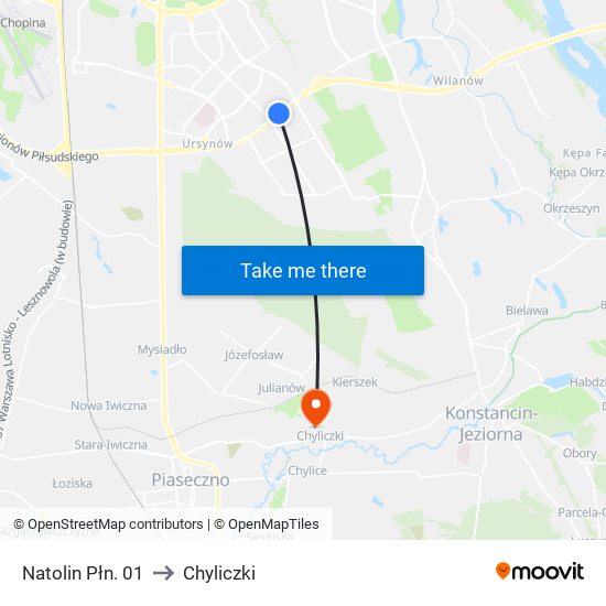 Natolin Płn. to Chyliczki map