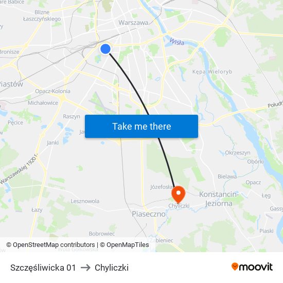 Szczęśliwicka 01 to Chyliczki map