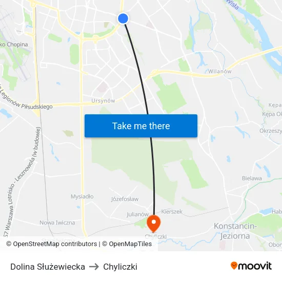 Dolina Służewiecka to Chyliczki map