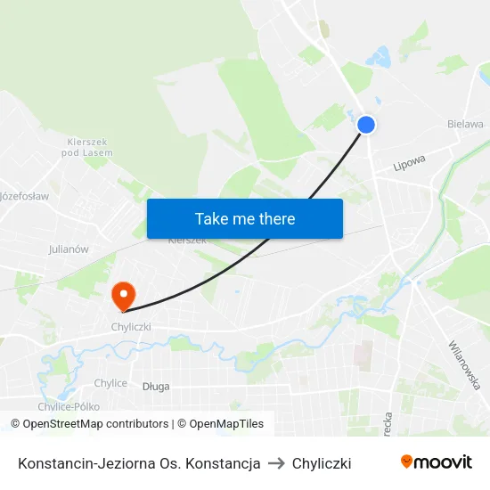 Konstancin-Jeziorna Os. Konstancja to Chyliczki map