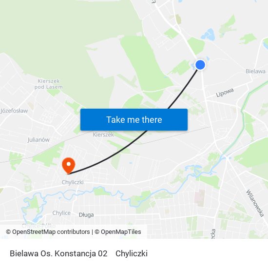 Bielawa Os. Konstancja 02 to Chyliczki map