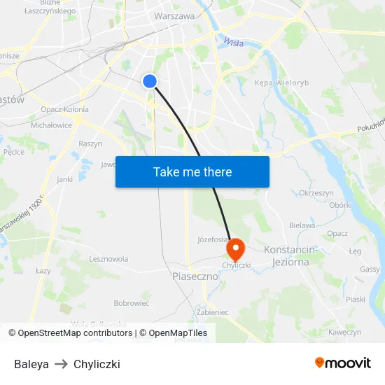 Baleya to Chyliczki map