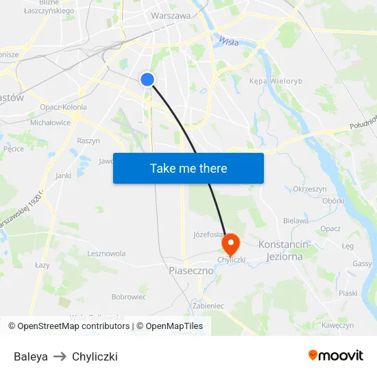 Baleya to Chyliczki map