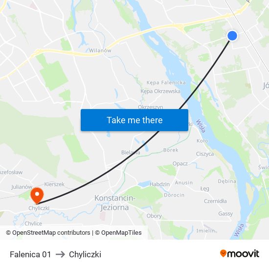 Falenica 01 to Chyliczki map