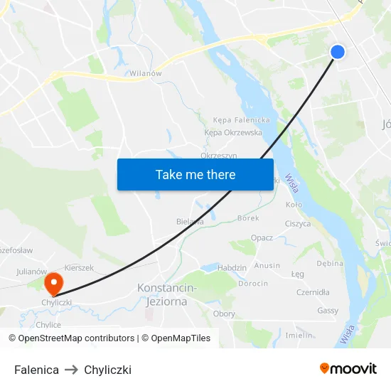 Falenica to Chyliczki map