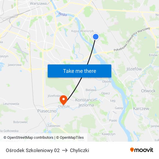 Ośrodek Szkoleniowy 02 to Chyliczki map