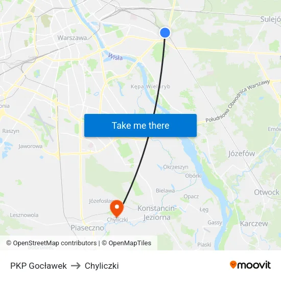 PKP Gocławek to Chyliczki map