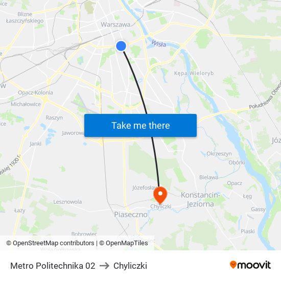 Metro Politechnika 02 to Chyliczki map