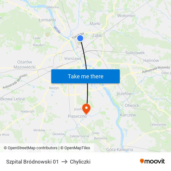 Szpital Bródnowski 01 to Chyliczki map