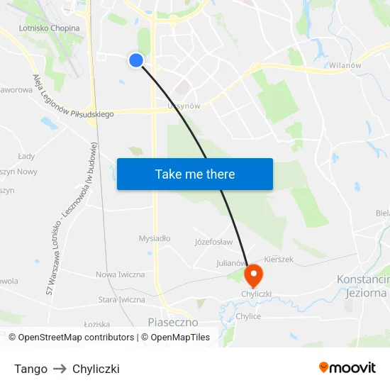 Tango to Chyliczki map