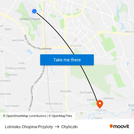 Lotnisko Chopina - Przyloty to Chyliczki map