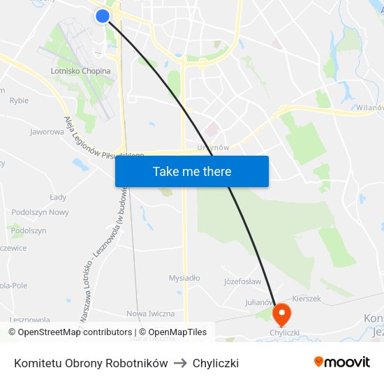 Komitetu Obrony Robotników to Chyliczki map