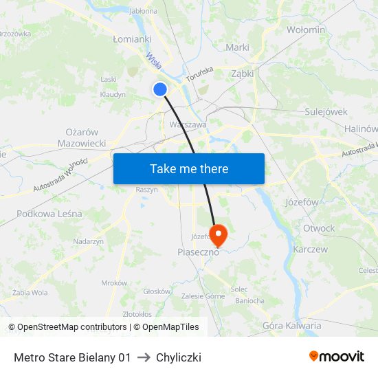 Metro Stare Bielany 01 to Chyliczki map