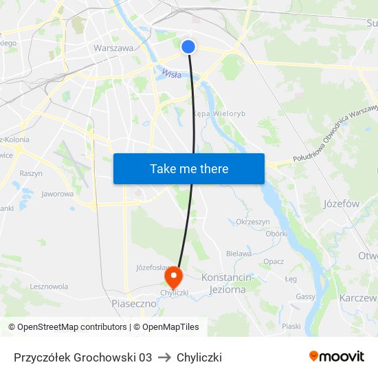 Przyczółek Grochowski to Chyliczki map