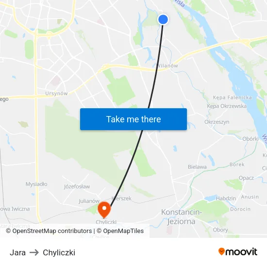 Jara to Chyliczki map