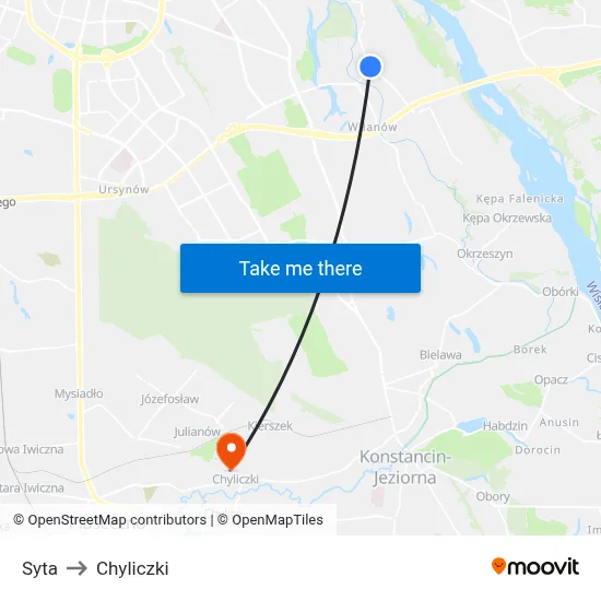Syta to Chyliczki map