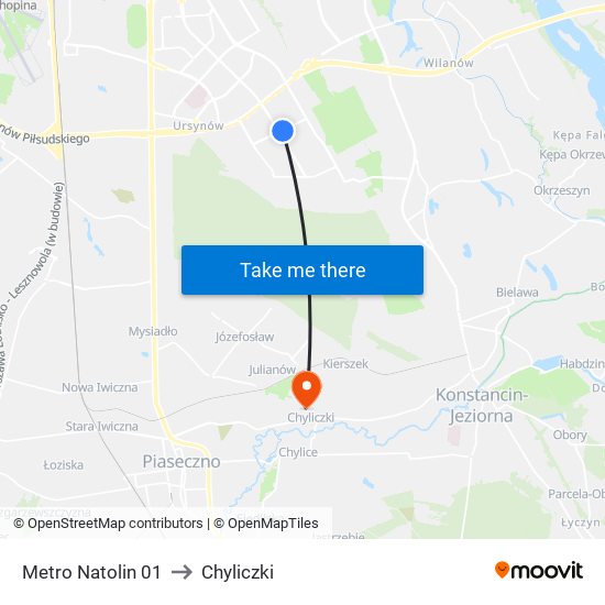 Metro Natolin 01 to Chyliczki map