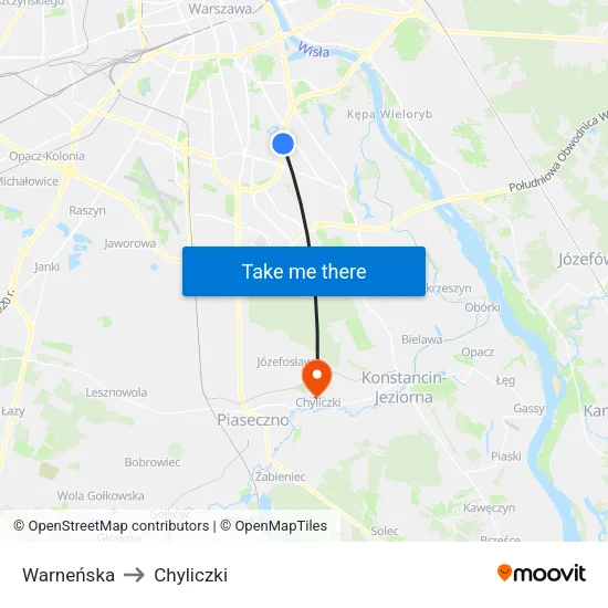 Warneńska to Chyliczki map